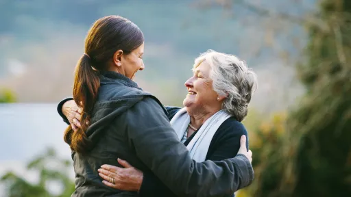 Shot of a young woman spending quality time with her senior mother outdoors