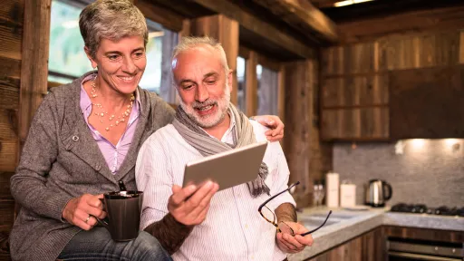 senior couple on the kitchen