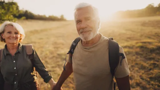 An elderly couple who still enjoy making memories, searching for new adventures while backpacking