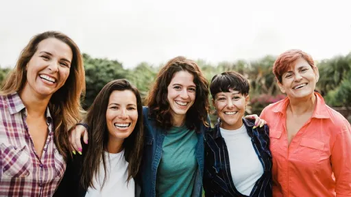 Group of women taking photo smiling