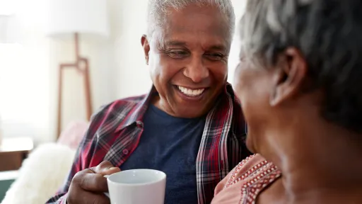African american couple enjoying a cup of coffee