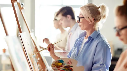 woman working on artwork