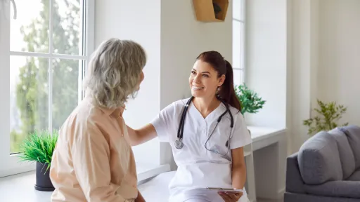 Provider talking with patient